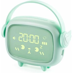 Pesce - Kids Alarm Clock, Rechargeable Digital Alarm Clock with led Display 2 Alarms Night Light Snooze Wake Up Lamp Bedside Clock Morning Alarm