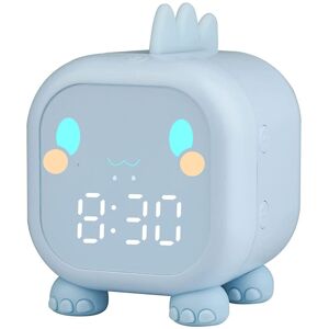 Pesce - Kids Alarm Clock with Night Light 6 Ringtones Blue Dinosaur Digital Alarm Clock for Kids,Touch Control and Rechargeable Sleep Trainer Clock