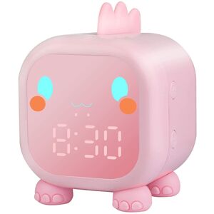 Pesce - Kids Alarm Clock with Night Light 6 Ringtones Blue Dinosaur Digital Alarm Clock for Kids,Touch Control and Rechargeable Sleep Trainer Clock