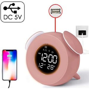 Pesce - Lighted Alarm Clock for Kids, Digital Alarm Clock Bedside Lamp Snooze Touch Control usb Charging Port Dual Alarm Clock Kids Alarm Clock for