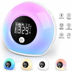 Hiasdfls - Wake Up Light Alarm Clock - Alarm Clock with Light - Kids Alarm Clock with Bluetooth Speaker - led Night Light with Vibration Sensor