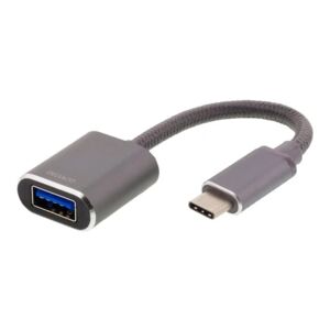 Deltaco USB-C 3.1 Gen 1 to USB-A OTG adapt, aluminium, white bag