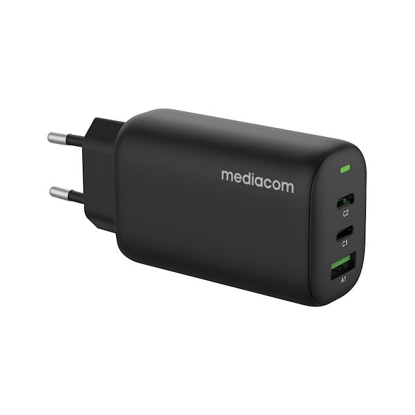 mediacom alimentatore pc 1usb+2usb-c pd black md-a140