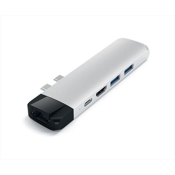 satechi pro hub usb-c con ethernet + hdmi 4k-argento