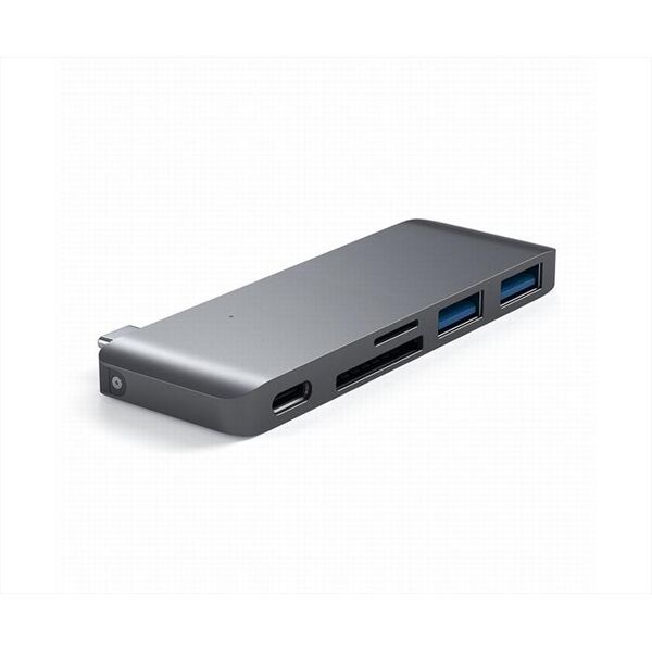 satechi hub usb-c con card reader, porta usb-c pass-throug-grigio