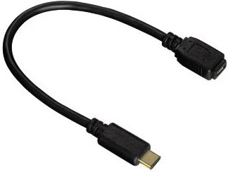 Hama Cavo USB Type C M/Micro USB F, 2.0, 0,15 metri,connettori dorati, nero