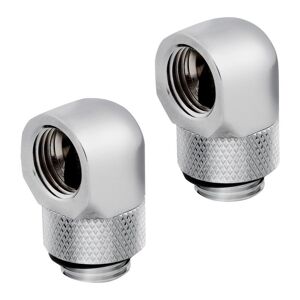 CORSAIR Hydro X Series XF 90° Rotary Fitting Adapter - G1/4", Chrome, Pack of 2, Silver/Grey