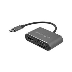 StarTech.com USB C to VGA and HDMI Adapter - Aluminum - USB-C Multiport Adapter - 6 Built-In Cable (CDP2HDVGA)