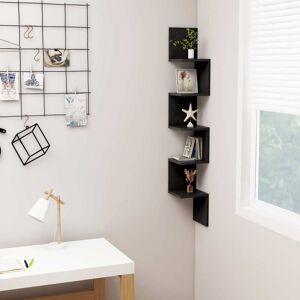 vidaXL Wall Corner Shelf Black 20x20x127.5 cm Engineered Wood