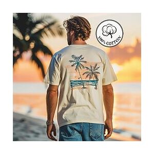 Men's 100% Cotton Graphic T shirt Coconut Tree Fashion Outdoor Tee Top Casual Tee Street Casual Daily T shirt Beige Short Sleeve Crew Neck Shirt Spring Summer Clothing Apparel Lightinthebox