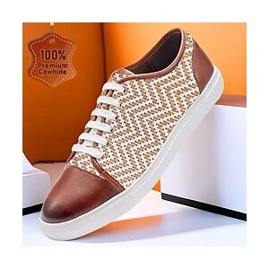 Men's Sneakers Formal Shoes Dress Shoes Casual British Gentleman Office Career Party Evening Leather Italian Full-Grain Cowhide Comfortable Slip Resistant Lace-up Brown Lightinthebox