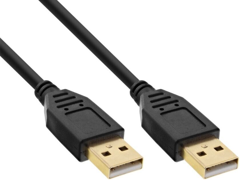 InLine USB 2.0 Kabel, A an A, schwarz, Kontakte gold, 1m