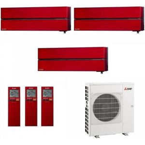 Mitsubishi Trio Split 2.5+2.5+2.5 kW MXZ-3F54VF3 MSZ-LN25VG2R MSZ-LN25VG2R MSZ-LN25VG2R Klimaanlagen Rubinroten WiFi R-32