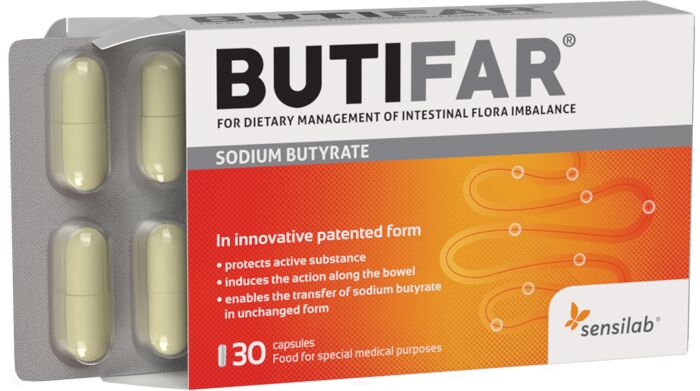 Sensilab Butifar   Mit Sodium Butyrate für Verdauungsprobleme - hilft bei Durchfall, Verstopfung, Reizdarmsyndrom und Blähungen   30 Kapseln   Sensilab