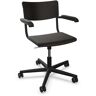 Thonet - S 43 FDR Bürostuhl mit Armlehnen, Alu schwarz / Buche schwarz gebeizt