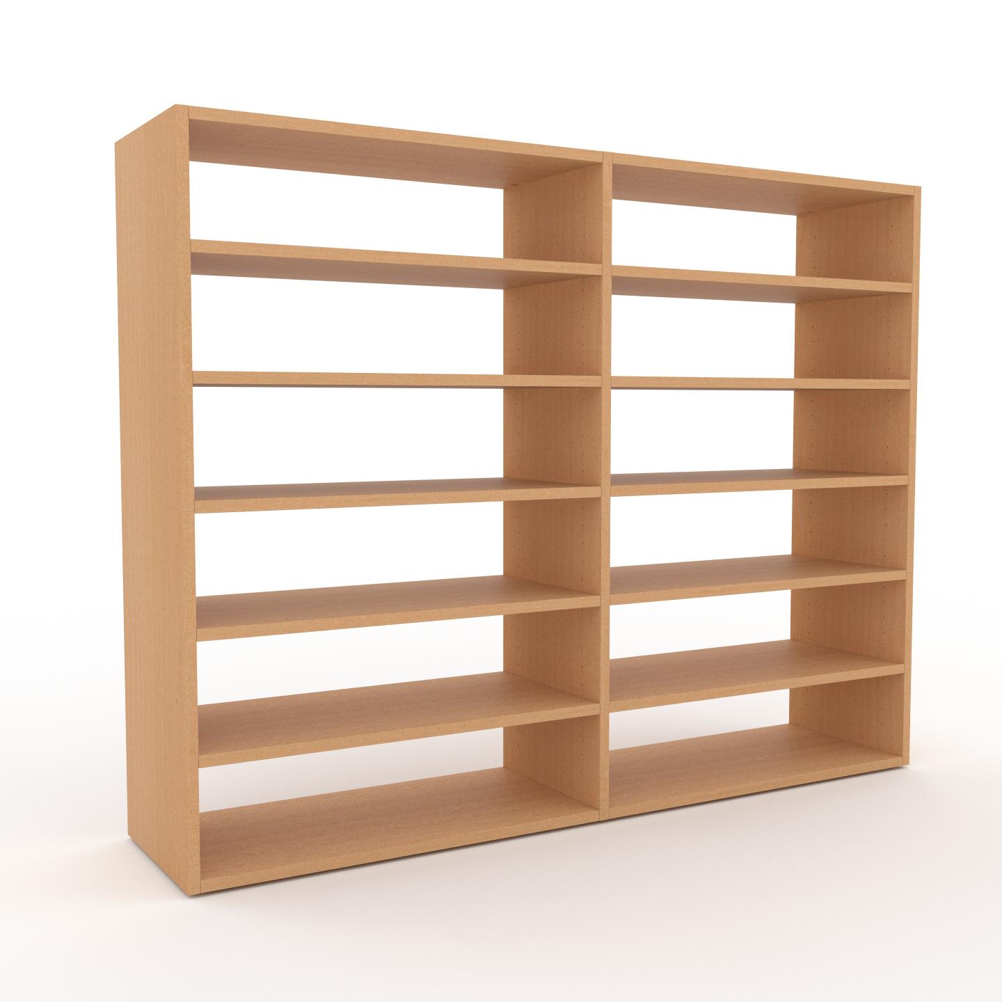 MYCS Bücherregal Buche, Holz - Modernes Regal für Bücher: Hochwertige Qualität, einzigartiges Design - 152 x 118 x 35 cm, konfigurierbar