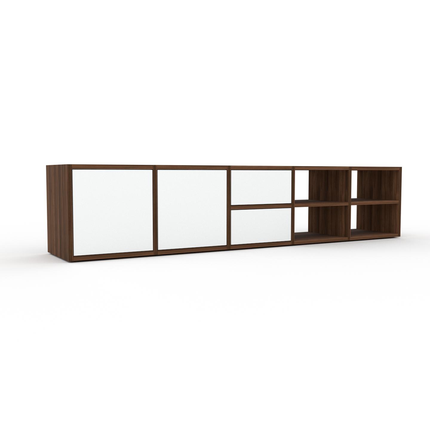MYCS Lowboard Weiß - TV-Board: Schubladen in Weiß & Türen in Weiß - Hochwertige Materialien - 195 x 41 x 35 cm, Komplett anpassbar