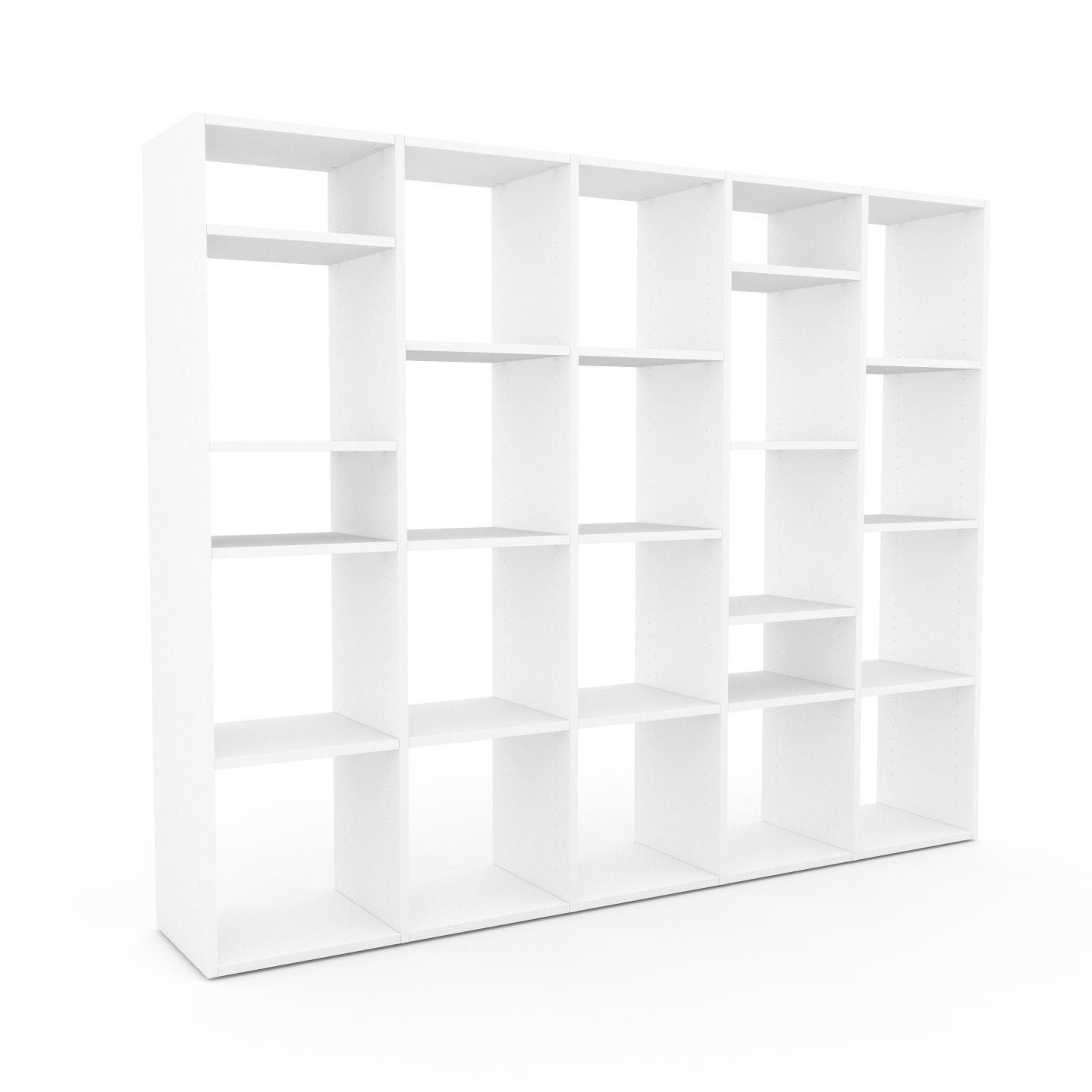 MYCS Bücherregal Weiß - Modernes Regal für Bücher: Hochwertige Qualität, einzigartiges Design - 195 x 157 x 35 cm, Individuell konfigurierbar