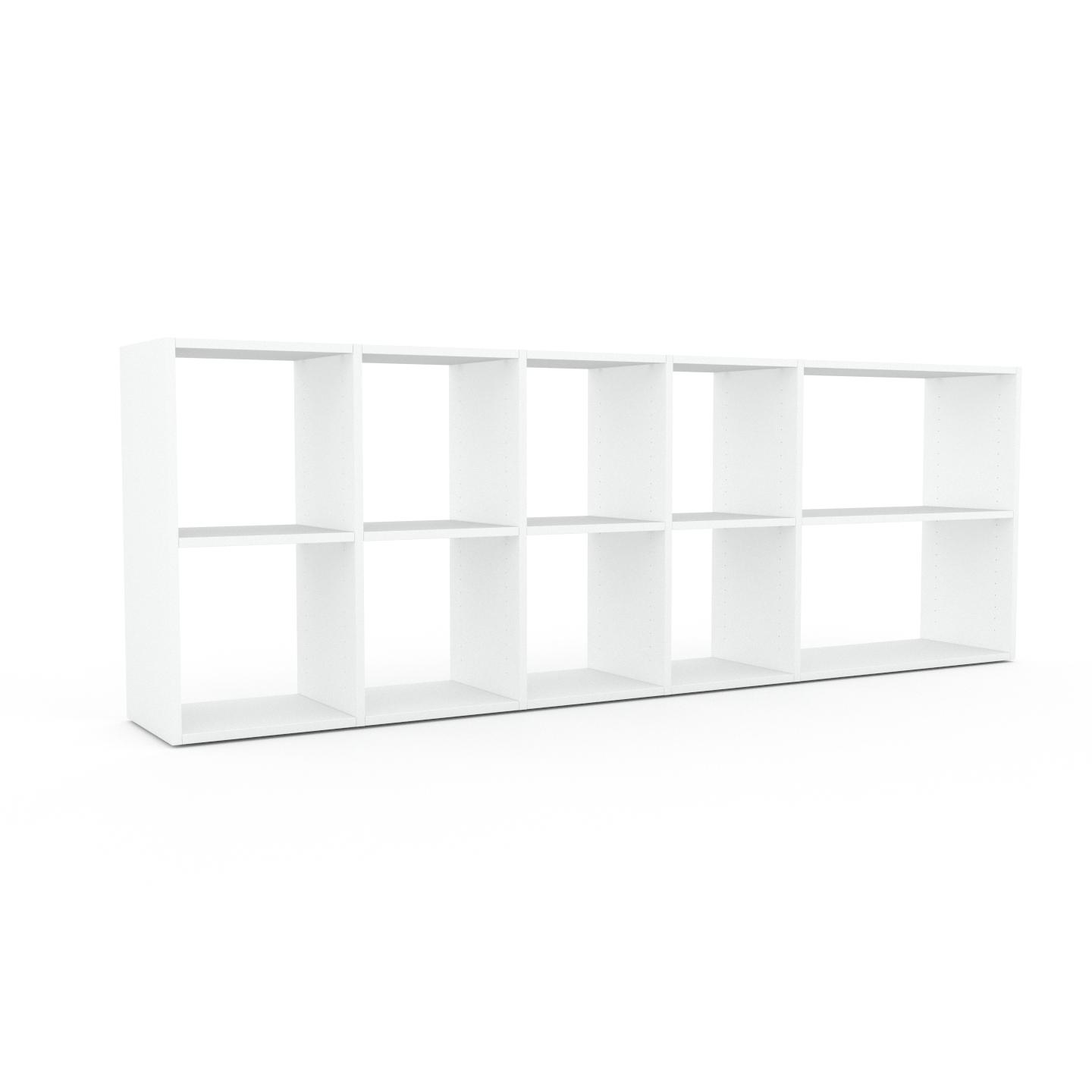 MYCS Bücherregal Weiß - Modernes Regal für Bücher: Hochwertige Qualität, einzigartiges Design - 231 x 80 x 35 cm, Individuell konfigurierbar