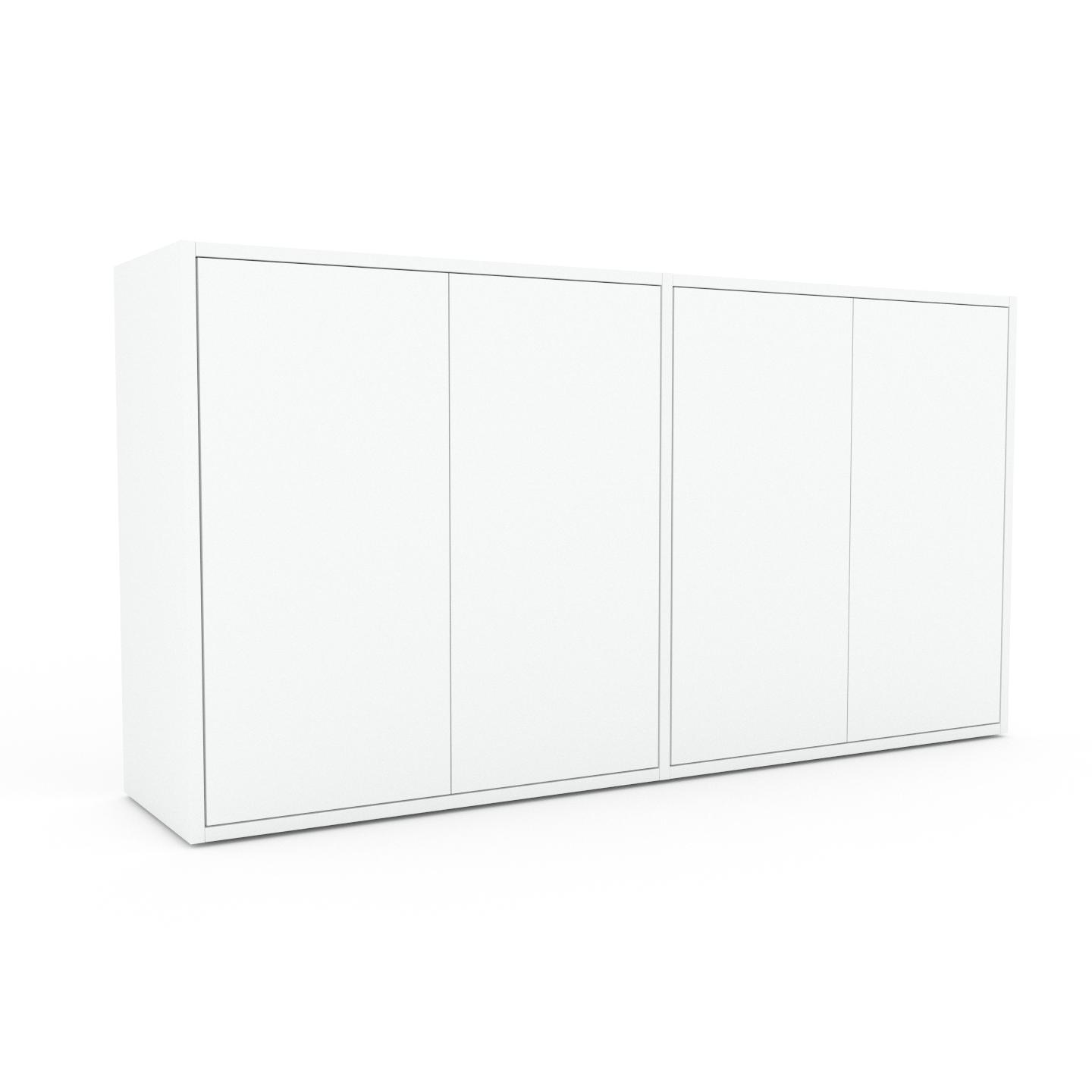 MYCS Bücherregal Weiß - Modernes Regal für Bücher: Türen in Weiß - 152 x 80 x 35 cm, Individuell konfigurierbar