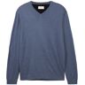 TOM TAILOR Herren Strickpullover mit V-Ausschnitt, blau, Uni, Gr. XXXL, baumwolle