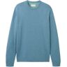 TOM TAILOR Herren Strickpullover mit Rundhalsausschnitt, blau, Uni, Gr. XXXL, baumwolle