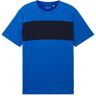 TOM TAILOR Herren T-Shirt mit Colour Blocking, blau, Logo Print, Gr. XXXL, baumwolle