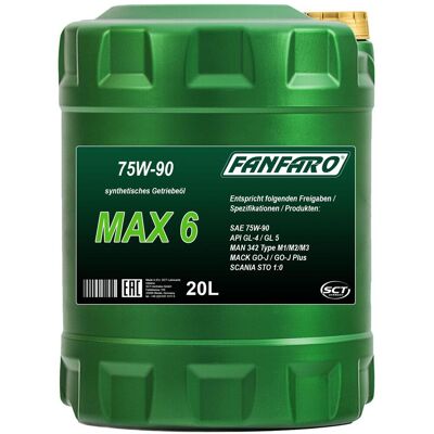 FANFARO - MAX 6 - 20L - 75W-90 GL-4/GL-5 - Synthetisches Getriebeöl FANFARO - MAX 6 - 20L - 75W-90 GL-4/GL-5 - Synthetisches Getriebeöl