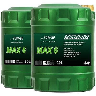 SCT GERMANY 2x 20l Fanfaro Max 6 75w-90 Gl-4/gl-5 Synthetisches Getriebeöl: SCT GERMANY 2x 20l Fanfaro Max 6 75w-90 Gl-4/gl-5 Synthetisches Getriebeöl: