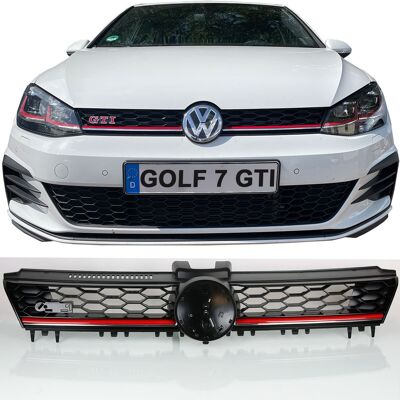BandelOne Sport Kühlergrill Waben Schwarz Glänzend Rote Leiste Für Vw Golf Vii Gti Look: BandelOne Sport Kühlergrill Waben Schwarz Glänzend Rote Leiste Für Vw Golf Vii Gti Look: