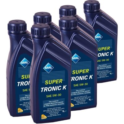 6 Liter 6x1l 5w-30 Aral Super Tronic K Synthese Technologie Motoröl Für Audi: 6 Liter 6x1l 5w-30 Aral Super Tronic K Synthese Technologie Motoröl Für Audi: