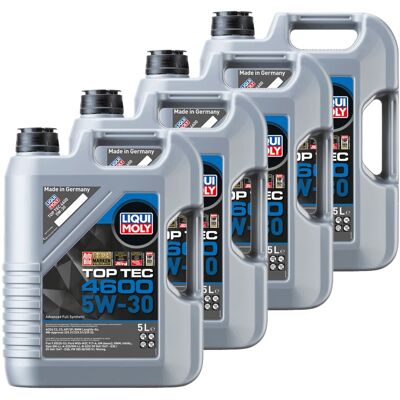 4x 5 Liter Liqui Moly Motoröl Top Tec 4600 5w-30 Passend Für Api Sp Mb 229.31: 4x 5 Liter Liqui Moly Motoröl Top Tec 4600 5w-30 Passend Für Api Sp Mb 229.31: