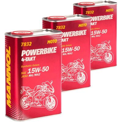Mannol 7832 - 3 L - 15W-50 4-Takt Öl - JASO MA/MA2 Mannol 7832 - 3 L - 15W-50 4-Takt Öl - JASO MA/MA2