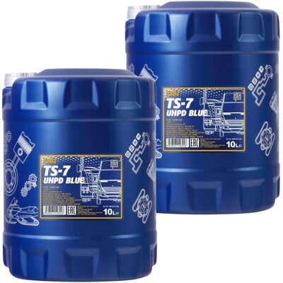 2x 10l Mannol Motoröl Ts-7 Uhpd Blue Sae 10w-40 Api Ck-4/cj-4 Acea E6/: 2x 10l Mannol Motoröl Ts-7 Uhpd Blue Sae 10w-40 Api Ck-4/cj-4 Acea E6/: