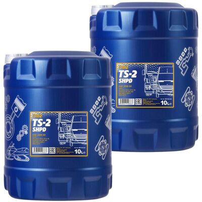 2x 10l Mannol Motoröl Sae 20w-50 Shpd Api Ch-4/cg-4/cf-4/sl Acea E3/a3/b3/b4: 2x 10l Mannol Motoröl Sae 20w-50 Shpd Api Ch-4/cg-4/cf-4/sl Acea E3/a3/b3/b4: