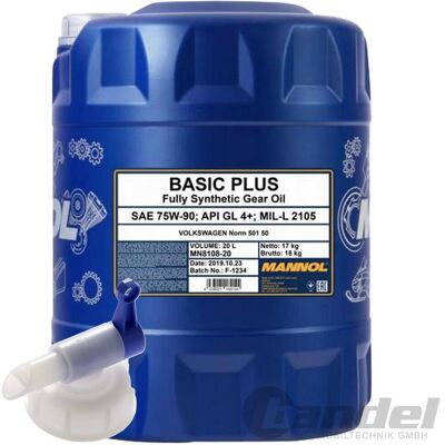 SCT GERMANY 20 Liter Mannol Basic Plus 75w-90 Api Gl 4+ Getriebeöl + Hahn: SCT GERMANY 20 Liter Mannol Basic Plus 75w-90 Api Gl 4+ Getriebeöl + Hahn: