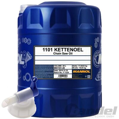 1x 20 Liter Mannol Kettenöl Sägekettenöl Haftöl Öl Motorsäge + Hahn: 1x 20 Liter Mannol Kettenöl Sägekettenöl Haftöl Öl Motorsäge + Hahn: