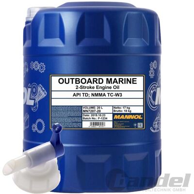 20 Liter 2-takt Outboard Marine Öl Mannol Motoröl + Hahn Mischöl Tc-w3: 20 Liter 2-takt Outboard Marine Öl Mannol Motoröl + Hahn Mischöl Tc-w3: