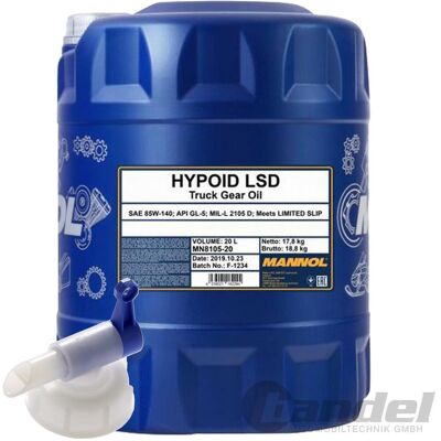 20 Liter Sae 85w-140 Mannol Lsd Getriebeöl + Hahn Schaltgetriebe Api Gl-5 Ls: 20 Liter Sae 85w-140 Mannol Lsd Getriebeöl + Hahn Schaltgetriebe Api Gl-5 Ls: