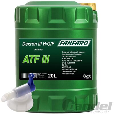 SCT GERMANY 20 Liter Fanfaro Atf Iii Automatikgetriebeöl + Hahn Gm Dexron Iii H/g/f: SCT GERMANY 20 Liter Fanfaro Atf Iii Automatikgetriebeöl + Hahn Gm Dexron Iii H/g/f: