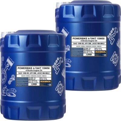 2x10l Mannol 4-t Powerbike 15w-50 Öl Passend Für Ducati Honda Yamaha Jaso Ma/ma2: 2x10l Mannol 4-t Powerbike 15w-50 Öl Passend Für Ducati Honda Yamaha Jaso Ma/ma2: