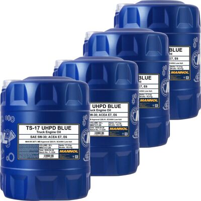 4x 20l Mannol Motoröl Ts-17 Uhpd Blue 5w-30 Acea E7 Acea E6 Mb Approval 228.51: 4x 20l Mannol Motoröl Ts-17 Uhpd Blue 5w-30 Acea E7 Acea E6 Mb Approval 228.51: