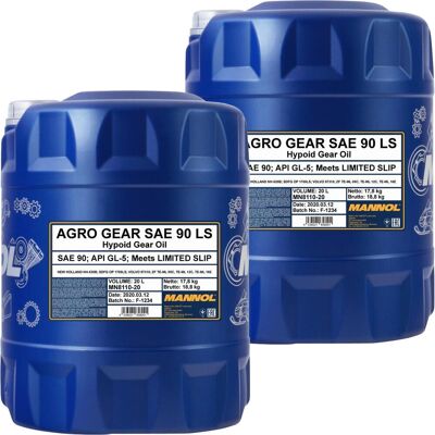 2x 20l Mannol 8110 Agro Gear 90 Ls Api Gl-5 Passend Für Nh-520b Volvo 97310: 2x 20l Mannol 8110 Agro Gear 90 Ls Api Gl-5 Passend Für Nh-520b Volvo 97310: