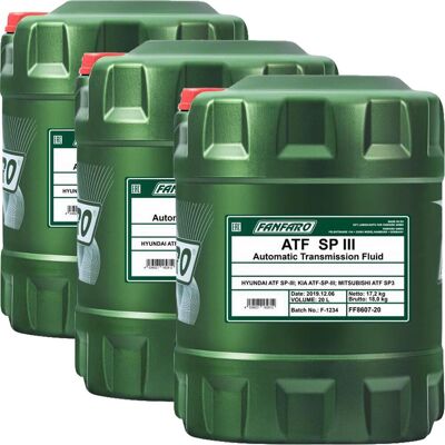 3x20= 60l Fanfaro Atf Sp Iii Automatik-getriebeöl Mehrbereichsoel Atf Sp3 Oil: 3x20= 60l Fanfaro Atf Sp Iii Automatik-getriebeöl Mehrbereichsoel Atf Sp3 Oil: