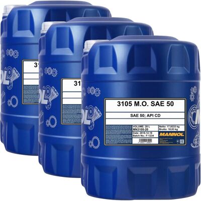 3x20l Mannol M.o. Sae 50 Motoröl Mineralisch Passend Für Volvo B20 Mack Eo-j Lkw: 3x20l Mannol M.o. Sae 50 Motoröl Mineralisch Passend Für Volvo B20 Mack Eo-j Lkw: