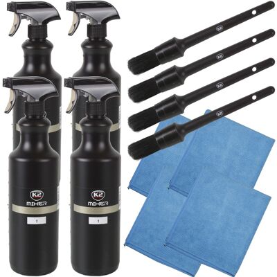 Hausmarke Pkw Kfz Reinigung Pflege Zubehörset Sprühflasche Reinigungspinsel Microfasertuch: K2: M315 Hausmarke Pkw Kfz Reinigung Pflege Zubehörset Sprühflasche Reinigungspinsel Microfasertuch: K2: M315