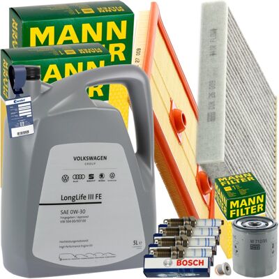 MANN-FILTER Mann Inspektionspaket+1x5l Original 0w30 Motoröl Passend Für Vw Golf 7 Touran 5t: Zündkerze Audi: 04e905601b Audi: 04e905602 Audi: 04e905602a Audi: 04 MANN-FILTER Mann Inspektionspaket+1x5l Original 0w30 Motoröl Passend Für Vw Golf 7 Touran 5t: Zündkerze Audi: 04e905601b Audi: 04e905602 Audi: 04e905602a Audi: 04