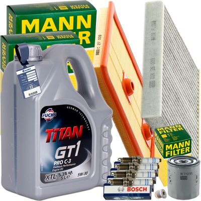 MANN-FILTER Mann Inspektionspaket+1x5l Fuchs 5w30 Motoröl Passend Für Vw Golf Vii Touran 5t: Zündkerze Audi: 04e905601b Audi: 04e905602 Audi: 04e905602a Audi: 04e MANN-FILTER Mann Inspektionspaket+1x5l Fuchs 5w30 Motoröl Passend Für Vw Golf Vii Touran 5t: Zündkerze Audi: 04e905601b Audi: 04e905602 Audi: 04e905602a Audi: 04e