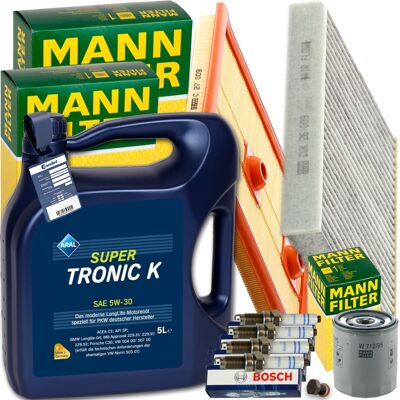 MANN-FILTER Mann Inspektionspaket+1x5l Aral 5w-30 Motoröl Passend Für Vw Golf Vii Skoda: Zündkerze Audi: 04e905601b Audi: 04e905602 Audi: 04e905602a Audi: 04e9056 MANN-FILTER Mann Inspektionspaket+1x5l Aral 5w-30 Motoröl Passend Für Vw Golf Vii Skoda: Zündkerze Audi: 04e905601b Audi: 04e905602 Audi: 04e905602a Audi: 04e9056
