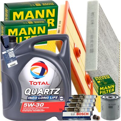 MANN-FILTER Mann Inspektionspaket+1x5l Total 5w-30 Motoröl Passend Für Vw Golf Vii Skoda: Zündkerze Audi: 04e905601b Audi: 04e905602 Audi: 04e905602a Audi: 04e905 MANN-FILTER Mann Inspektionspaket+1x5l Total 5w-30 Motoröl Passend Für Vw Golf Vii Skoda: Zündkerze Audi: 04e905601b Audi: 04e905602 Audi: 04e905602a Audi: 04e905